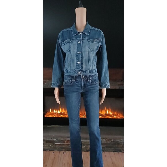 Route 66 Women's 10/12 Denim Blue Jean Button Up Jacket Classic Pockets - Picture 1 of 8